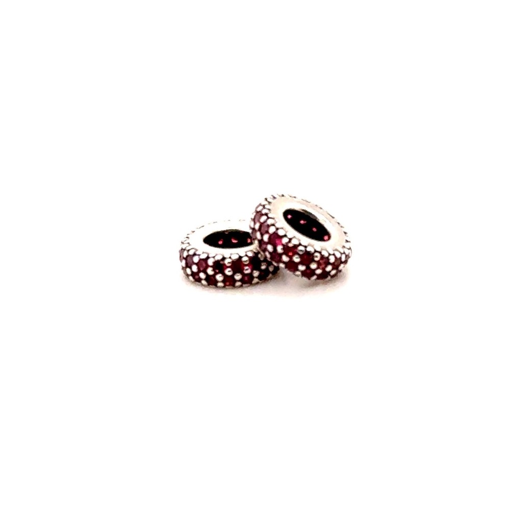 Pandora Sparkling Pink Pave Spacer Charms Sterling Silver S925 ALE Set of 2